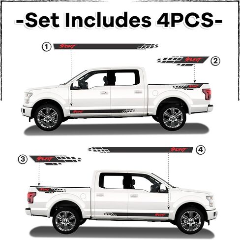 Racing Stripes for Cars, Car Side Decals and Graphics - Racing Stripes for Trucks, Compatible with Sedan, SUV, Pickup Truck, Decoration, 4pcs in Saudi Arabia