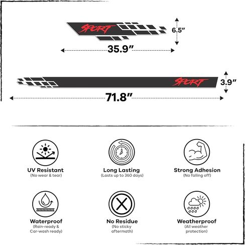 Racing Stripes for Cars, Car Side Decals and Graphics - Racing Stripes for Trucks, Compatible with Sedan, SUV, Pickup Truck, Decoration, 4pcs in Saudi Arabia