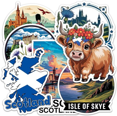 Scotland Sticker 8 Pcs (Large Size) Vinyl Stickers Laptop Waterproof Decal for Car Bumper Water Bottle Notebook Luggage Window Party Birthday Decorations - Size 4 Inches in Saudi Arabia