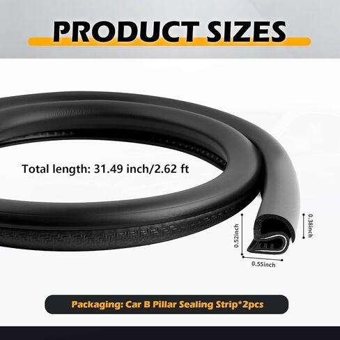 2PCS 2.62FT B Pillar Sealing Strip,Upgraded Rubber Car Door Seal Strip B Pillar with U-Shaped Fixing Steel Strips,Dust-Proof & Noise-Reducing Car Door Weather Stripping in Kuwait
