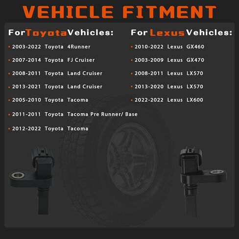 4 Pack ABS Wheel Speed Sensor Fit for Toyota Tacoma 05-20, 4Runner 03-20, FJ Cruiser 08-14, Land Cruiser 08-20 & Lexus GX460 GX470 LX570, Replace OE 89542-04020 89542-60050 in Saudi Arabia