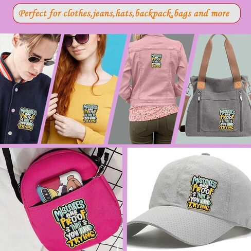 Mistakes are Proof You are Trying Motivational Embroidered Iron On Patch - Colorful Typography Design for DIY Backpack, Jacket, Notebook in Kuwait