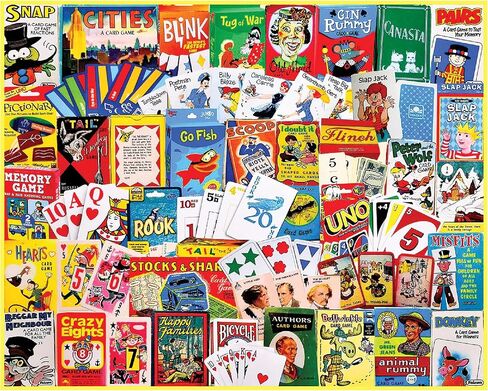 White Mountain 300 Piece Jigsaw Puzzle Retro Collage Puzzles with Large Pieces Gift for Teens and Seniors 18"x24" - Card Games in Kuwait