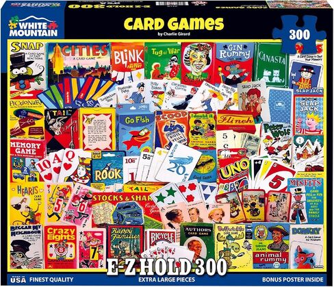 White Mountain 300 Piece Jigsaw Puzzle Retro Collage Puzzles with Large Pieces Gift for Teens and Seniors 18"x24" - Card Games in Kuwait