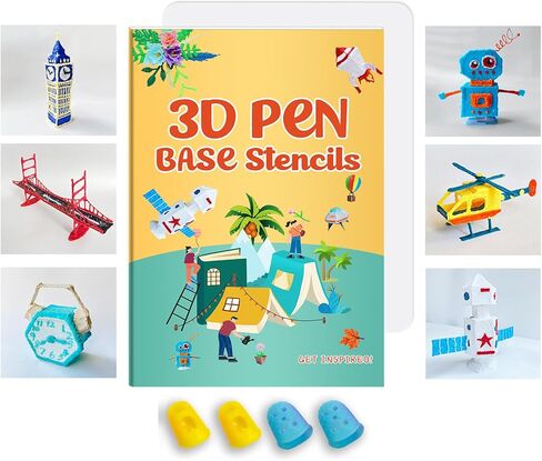 3D Pen Drawing Book with Silicone 3D Pen Mat, Reusable 65 Patterns Stencils for 3D Printing Pen, Colorful Graffiti Template, Ideal DIY Gift for Kids Adults in Saudi Arabia
