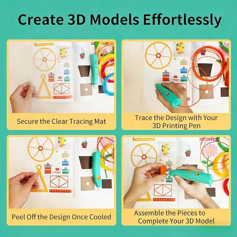 3D Pen Drawing Book with Silicone 3D Pen Mat, Reusable 65 Patterns Stencils for 3D Printing Pen, Colorful Graffiti Template, Ideal DIY Gift for Kids Adults in Saudi Arabia