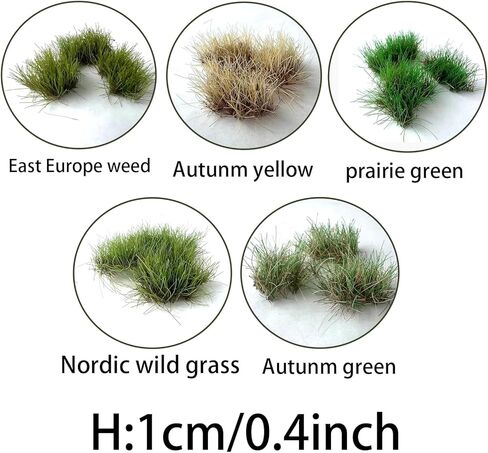 Miniature Grass Tufts (0.4 Inch Height, 5 Colors) - Hand-Tear Grass for Model Railway Diorama, Train Landscape Scenery & Car Diorama Scene Accessories (Autumn Green) in Kuwait