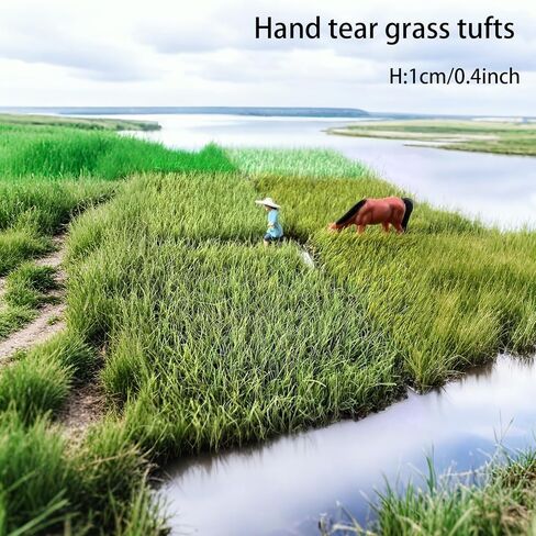Miniature Grass Tufts (0.4 Inch Height, 5 Colors) - Hand-Tear Grass for Model Railway Diorama, Train Landscape Scenery & Car Diorama Scene Accessories (Autumn Green) in Kuwait