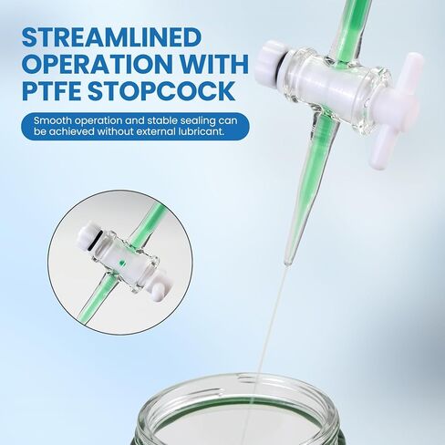 ALWSCI Class A Glass Burette 25ml with PTFE Stopcock, Borosilicate 3.3 Glass, 0.1ml White Graduations, Leak-Free & Grease-Free - for Laboratory Titration & Quantitative Analysis in Saudi Arabia