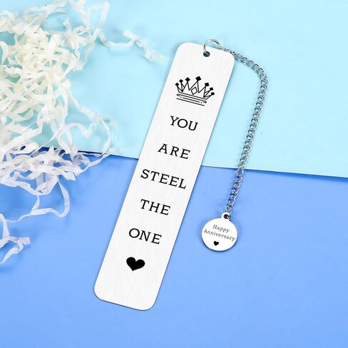 11 Year Anniversary Steel Bookmark Gifts for Her Him, 11th Anniversary Steel Gifts for Women Men, 11 Year Silver Romantic Gift for Him Her Wife Husband Couples Book Lovers Wedding Christmas Valentines in Saudi Arabia
