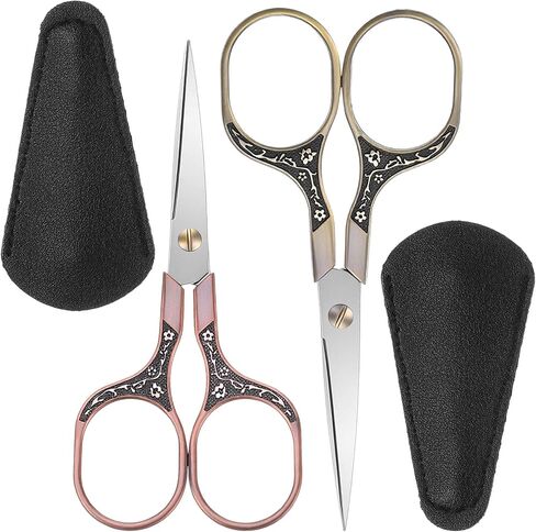 LXUEJIE 2 Pcs Embroidery Scissors, Small Sharp Scissors with Cover Stainless Craft Scissor Mini Vintage Scissor Metal Handle for Craft Cross Stitch Needlework Embroidery in Kuwait