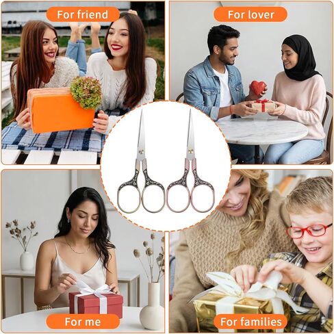 LXUEJIE 2 Pcs Embroidery Scissors, Small Sharp Scissors with Cover Stainless Craft Scissor Mini Vintage Scissor Metal Handle for Craft Cross Stitch Needlework Embroidery in Kuwait