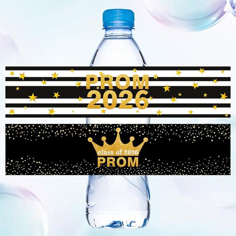 50 قطعة حفلة موسيقية 2025 Decorations Prom Water Bottle Labels التخرج التخرج من ملصقات زجاجة ماء من 2025 ملصق ملصق للملصقات للمدرسة الثانوية (الشظية الأسود) in Kuwait