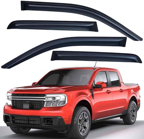 حاجب نافذة تهوية أوتوماتيكية للتركيب الخارجي من Lightronic، يناسب 2022-2026 Ford Maverick، بيك اب طاقم الكابينة، واقي مطر للحماية من الأشعة فوق البنفسجية، عاكس الرياح الأصلي للدخان، سهل التركيب بدون حفر، 4 قطع in Kuwait