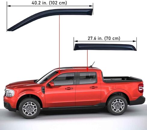 حاجب نافذة تهوية أوتوماتيكية للتركيب الخارجي من Lightronic، يناسب 2022-2026 Ford Maverick، بيك اب طاقم الكابينة، واقي مطر للحماية من الأشعة فوق البنفسجية، عاكس الرياح الأصلي للدخان، سهل التركيب بدون حفر، 4 قطع in Kuwait