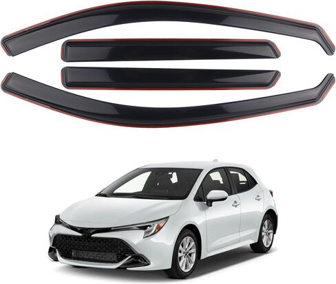 4 قطع من واقيات المطر المتينة الإضافية داخل القناة تناسب 2019-2025 Toyota Corolla 5dr Hatchback 2023-2025 Toyota GR Corolla Hatchback، عاكسات النوافذ، أقنعة النوافذ (أسود دخاني) in Kuwait