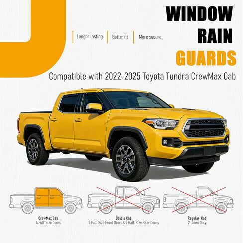 in-Channel Window Rain Guards Deflectors Fit for 2022-2025 Toyota Tundra CrewMax Cab Truck Window Wind Vent Visors Deflector Accessories 4Pcs in Saudi Arabia