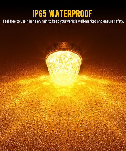 Partsam 2Pcs Glass Watermelon Lights Dual Lens Amber LED Side Marker Turn Signal Lights Chrome Bezel, Outter Trapezoid Innner Diamond-Shaped for Peterbilt Freightliner Trucks Trailers RVs, 10-30V in Kuwait