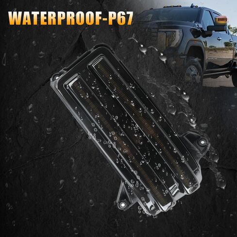 ROCCS LED كهرماني متسلسل LED أضواء مرآة جانبية لـ 2020-2026 Chevy Silverado/GMC Sierra 2500HD 3500HD، إشارة دوران مرآة السحب مع ضوء أبيض لوقوف السيارات، عدسة مدخنة in Kuwait