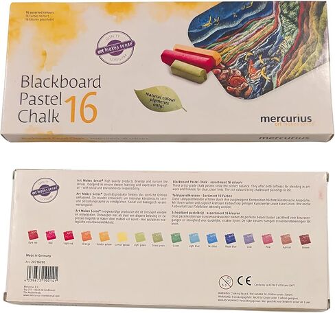 Mercurius Art Makes Sense Blackboard Pastel Chalk – 16 Assorted Colors, Natural Pigment Chalk for Blackboard Drawing, Writing & Artistic Techniques, Smooth Application, Break-Resistant Sticks in Saudi Arabia