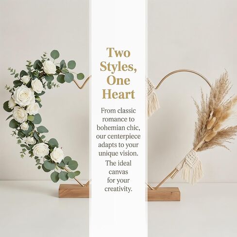 jojofuny 10 Sets Floral Hoop Centerpiece, Heart Shape Dream Catcher Hoop, Floral Wreath Ring for Wedding with Wood Holder Stands, DIY Craft Round Dream Catcher Rings in Saudi Arabia