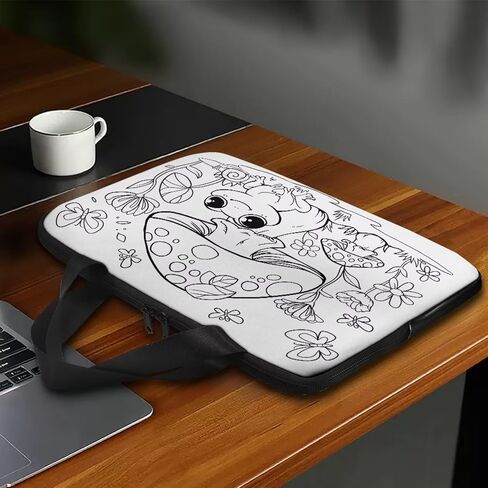 Mushroom Frog DIY Laptop Bag Water-Resistant Pu Leather Laptop Bags Designer for College,8 Marker Coloring Pen DIY 17 Inch in Saudi Arabia
