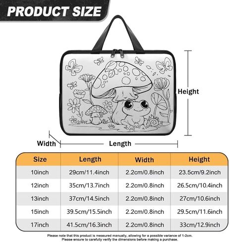 Mushroom Frog DIY Laptop Bag Water-Resistant Pu Leather Laptop Bags Designer for College,8 Marker Coloring Pen DIY 17 Inch in Saudi Arabia