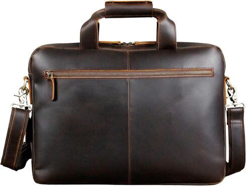 17 Inch Full Grain Cowhide Leather Briefcase, Laptop Messenger Bag Fits 15.6 Inch Laptop, Business Work with YKK Zipper & Adjustable Shoulder Strap in Kuwait