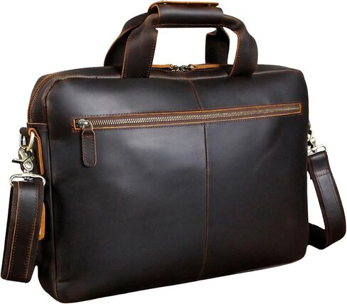 17 Inch Full Grain Cowhide Leather Briefcase, Laptop Messenger Bag Fits 15.6 Inch Laptop, Business Work with YKK Zipper & Adjustable Shoulder Strap in Kuwait