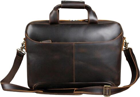 17 Inch Full Grain Cowhide Leather Briefcase, Laptop Messenger Bag Fits 15.6 Inch Laptop, Business Work with YKK Zipper & Adjustable Shoulder Strap in Kuwait