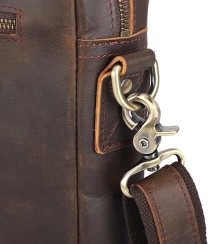 17 Inch Full Grain Cowhide Leather Briefcase, Laptop Messenger Bag Fits 15.6 Inch Laptop, Business Work with YKK Zipper & Adjustable Shoulder Strap in Kuwait