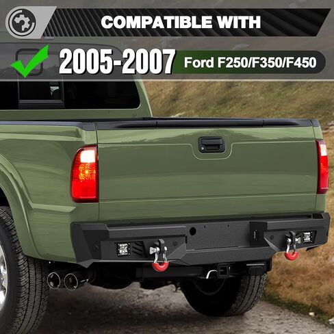 مجموعة المصد الأمامي + الخلفي F250 لسيارة Ford F250/F350/F450 بيك اب 2005-2007، تتضمن لوحة ونش ومصابيح LED وأضواء لوحة الترخيص وحلقات على شكل حرف D in Kuwait