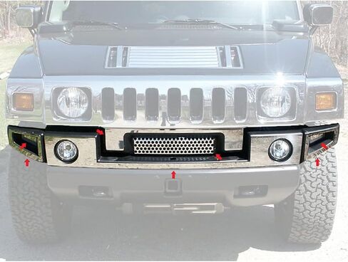 QAA is Compatible with 2003-2009 Hummer H2 7 Piece Stainless Front Bumper Trim, Includes Z Grill HV43009 in Saudi Arabia