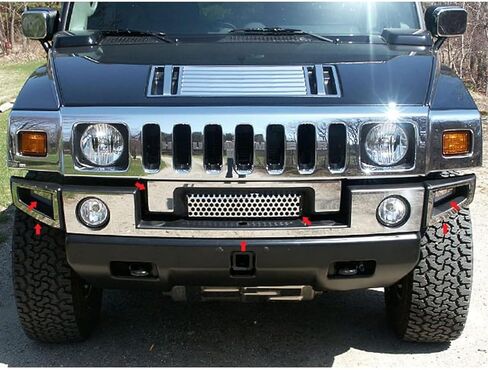 QAA is Compatible with 2003-2009 Hummer H2 7 Piece Stainless Front Bumper Trim, Includes Z Grill HV43009 in Saudi Arabia