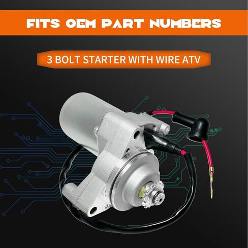 Starter Motor 3 Bolt for 50cc-125cc Chinese ATV Go Kart Pit Dirt Bike | Fits TaoTao Roketa Coolster SunL SSR Jetmoto | Starter with Wire for 4 Stroke Engine Quad 4 Wheeler Dune Buggy (50-70-125cc) in Saudi Arabia