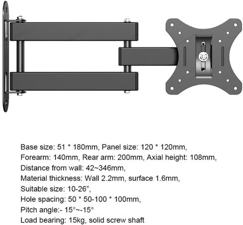 Monitor Stand Full Motion Tv Wall Mount for 10-26 Inch Flat & Curved Screens, Swivel Tilt Extend Desk Accessories in Saudi Arabia