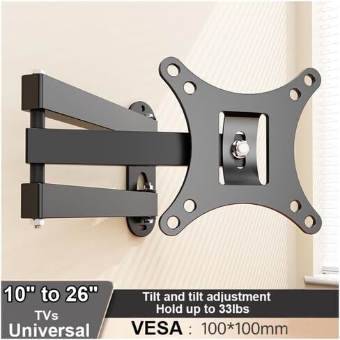 Monitor Stand Full Motion Tv Wall Mount for 10-26 Inch Flat & Curved Screens, Swivel Tilt Extend Desk Accessories in Saudi Arabia