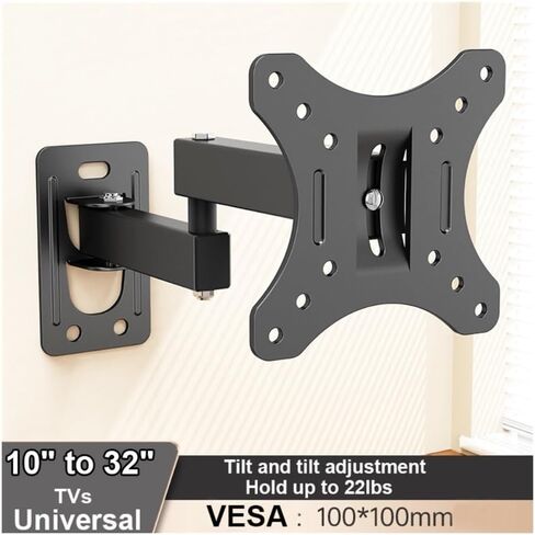 Monitor Stand Full Motion Tv Wall Mount for 10-26 Inch Flat & Curved Screens, Swivel Tilt Extend Desk Accessories in Saudi Arabia