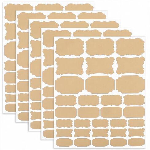160 Pcs Brown Labels for Jars, Writable Blank Self-Adhesive Bottle Labels, Brown Paper Label Stickers for Glass Vanilla Extract Essential Oils & Food Containers in Saudi Arabia