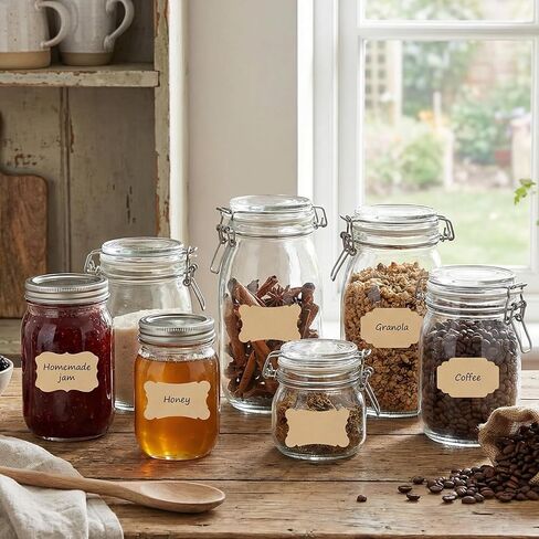 160 Pcs Brown Labels for Jars, Writable Blank Self-Adhesive Bottle Labels, Brown Paper Label Stickers for Glass Vanilla Extract Essential Oils & Food Containers in Saudi Arabia