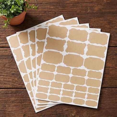 160 Pcs Brown Labels for Jars, Writable Blank Self-Adhesive Bottle Labels, Brown Paper Label Stickers for Glass Vanilla Extract Essential Oils & Food Containers in Saudi Arabia