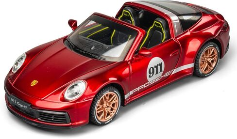 1：32 911 Targa 4S Diecast Cars, Pull Back Toy Car with Light & Sound, Perfect Model Presents for Kids & Boyfriends on Christmas (Red) in Saudi Arabia