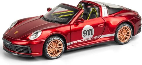 1：32 911 Targa 4S Diecast Cars, Pull Back Toy Car with Light & Sound, Perfect Model Presents for Kids & Boyfriends on Christmas (Red) in Saudi Arabia