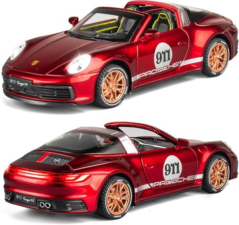 1：32 911 Targa 4S Diecast Cars, Pull Back Toy Car with Light & Sound, Perfect Model Presents for Kids & Boyfriends on Christmas (Red) in Saudi Arabia