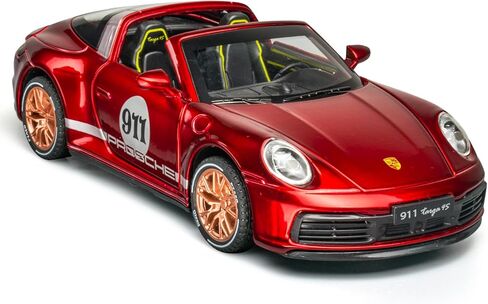 1：32 911 Targa 4S Diecast Cars, Pull Back Toy Car with Light & Sound, Perfect Model Presents for Kids & Boyfriends on Christmas (Red) in Saudi Arabia