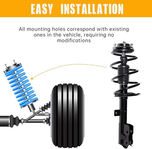 Front Struts Assembly w/Coil Springs Shock Absorbers Replacement for Jeep Compass/Patriot 2007-2010 Dodge Caliber 2007-2012 Suspension Kit 172367 172368 Set of 2 in Saudi Arabia