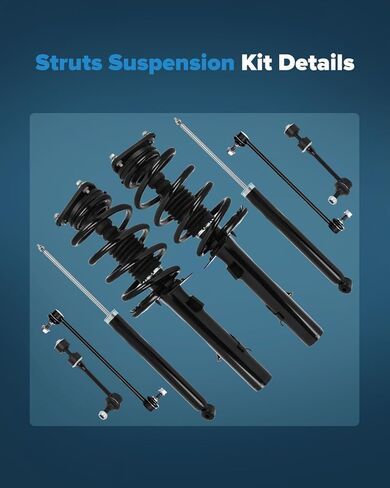 Struts Shock suspension kit for 2014 2015 2016 2017 2018 ford Escape Front Complete Strut Assembly,Rear shock absorber,Stabilizer Bar Link,Tie Rod End 8 Pcs, 172751 172750 553392 39111 in Saudi Arabia