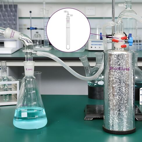 Glass Vacuum Cold Trap Bubbler, 200 mm Length Beneath The 24/40 Joint, with 10 mm Serrated Hose in Kuwait