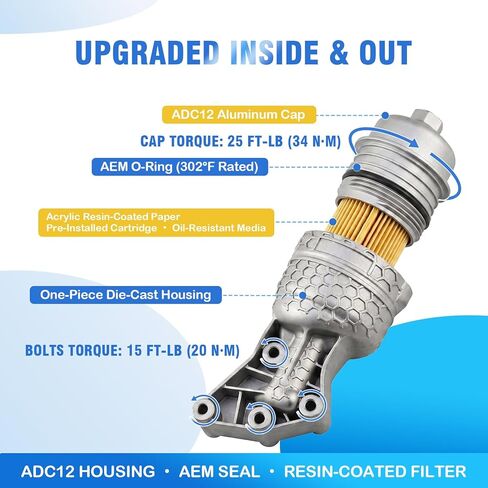 26300-3LAA0 Upgrade Aluminum Oil Filter Housing Kit, Compatible With Kia Telluride 20-24 Sorento 19-20 Sedona 19-21 Cadenza 17-20 Hyundai Palisade 20-23 Genesis G80 17-20 Genesis Sedan 14-16 in Saudi Arabia