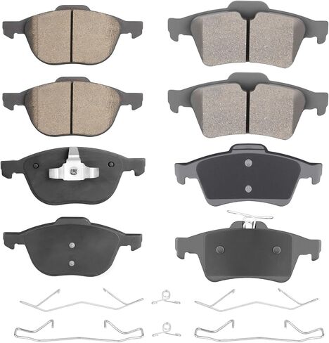 Front Rear Ceramic Disc Brake Pads Set for 2013-2016 Ford Escape FWD,for 2012-2018 Focus, for Mazda 3/5, for Volvo C30/C70/S40/V50 Select Models 8PCS(With Hardware) in Kuwait